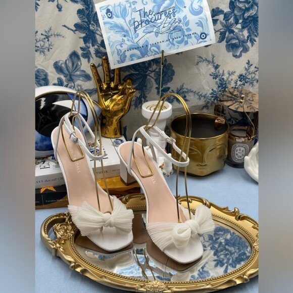 🆕 LOEFFLER RANDALL 🧿 NWOT Kimora White Pleated Bow Heel, Sz 6 - Picture 2 of 16